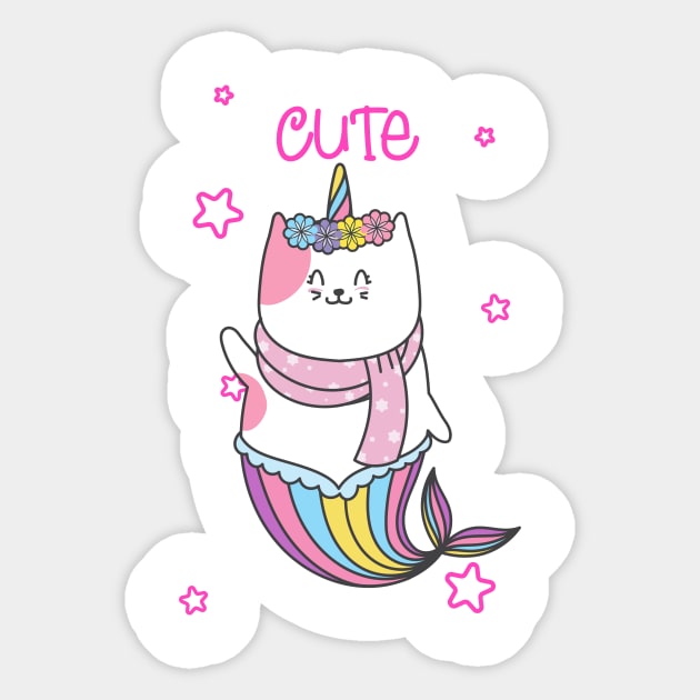 cat unicorn mermaid Sticker by Johnny_Sk3tch
